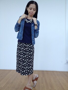「ESPRIT（エスプリ）のアイテム（デニムジャケット）」を使った、ZolynnStevenさん（レディース・160cm）の夏コーディネート