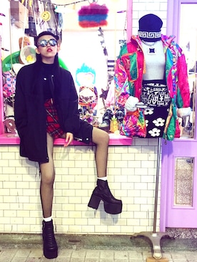 「UNIF（ユニフ）のアイテム（ミリタリージャケット）」を使った、belleさん（レディース・163cm）の冬コーディネート