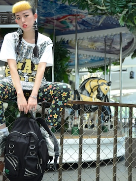 「M.Y.O.B（エム.ワイ.オー.ビー）のアイテム（ピアス（両耳用））」を使った、belleさん（レディース・163cm）の夏コーディネート
