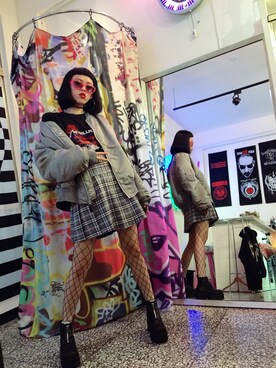 「TAIPEI」｜「アイテム（ナイロンジャケット）」を使った、belleさん（レディース・163cm）の秋コーディネート
