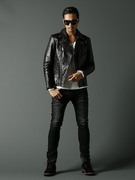 「jackrose」｜「アイテム（ライダースジャケット）」を使った、JACKROSE OFFICIALさん（メンズ・175cm）の秋コーディネート
