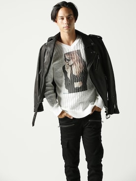 「jackrose」｜「アイテム（ライダースジャケット）」を使った、JACKROSE OFFICIALさん（メンズ・175cm）の秋コーディネート