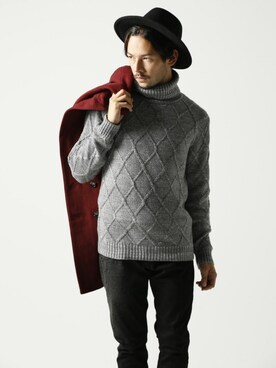 「jackrose」｜「アイテム（チェスターコート）」を使った、JACKROSE OFFICIALさん（メンズ・175cm）の冬コーディネート