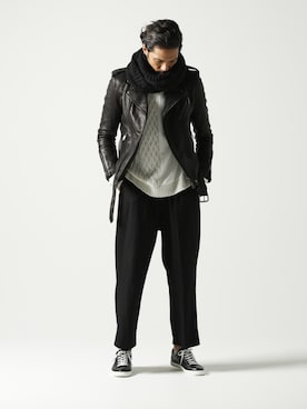 「jackrose」｜「アイテム（ライダースジャケット）」を使った、JACKROSE OFFICIALさん（メンズ・175cm）の冬コーディネート