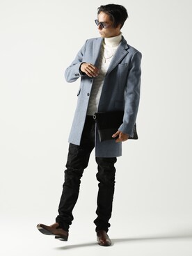 「jackrose」｜「アイテム（チェスターコート）」を使った、JACKROSE OFFICIALさん（メンズ・175cm）の冬コーディネート