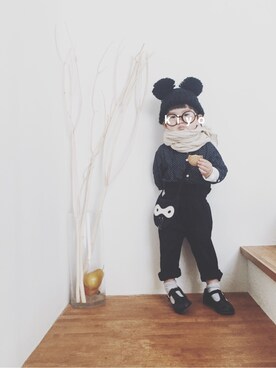「no brand（ノーブランド）のアイテム（その他シューズ）」を使った、oookatekiyoooさん（キッズ・90cm）の冬コーディネート