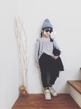 「UNIQLO（ユニクロ）のアイテム（ライダースジャケット）」を使った、oookatekiyoooさん（キッズ・120cm）の冬コーディネート