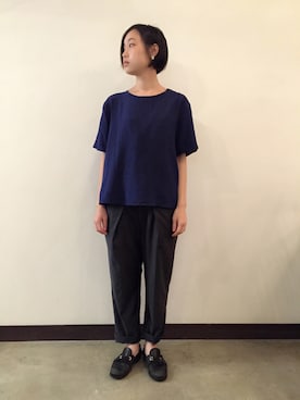 「アイテム（オールインワン・サロペット）」を使った、寺前 咲恵さん（レディース・162cm・20代）の秋コーディネート