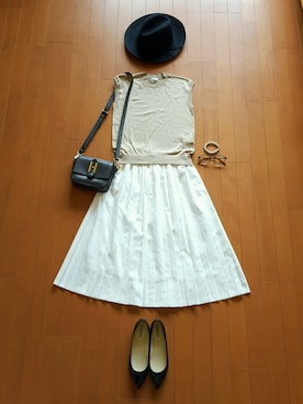 「GLOBAL WORK（グローバルワーク）のフェルトナカオレＨＡＴ/565115（ハット）」を使った、*kumiko*さん（レディース・157cm）の夏コーディネート