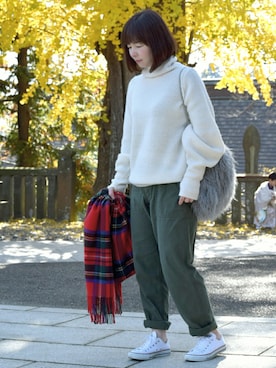 「ボリュームニット」｜「アイテム（その他）」を使った、*kumiko*さん（レディース・157cm）の秋コーディネート