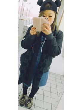 「ルーズソックス」｜「アイテム（サロペット/オーバーオール）」を使った、ascさん（レディース・151cm）の冬コーディネート