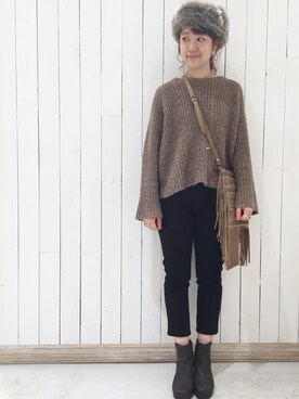 「フライト帽」｜ikegaya aoiさん（レディース・163cm）の冬コーディネート