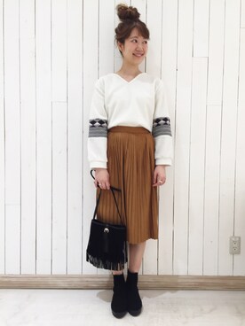 「フユコーデ」｜「アイテム（ブーティ）」を使った、いけがやあおいさん（レディース・163cm）の冬コーディネート