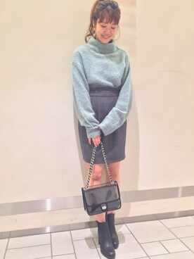 「ハイネックトップス」｜いけがやあおいさん（レディース・163cm）の秋コーディネート