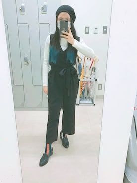 「カラーソックス」｜「アイテム（つなぎ/オールインワン）」を使った、kzさん（レディース・155cm）の秋コーディネート