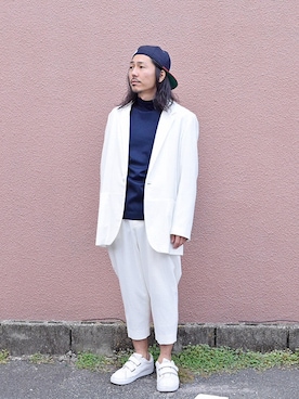 「my beautiful landlet（マイビューティフルランドレット）のアイテム（テーラードジャケット）」を使った、Wallace & Murronさん（メンズ・174cm）の秋コーディネート