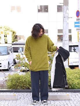 「my beautiful landlet（マイビューティフルランドレット）のアイテム（ブルゾン）」を使った、Wallace & Murronさん（メンズ・180cm）の秋コーディネート