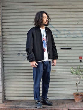 「MSGM（エムエスジーエム）のアイテム（スウェット）」を使った、Wallace & Murronさん（メンズ・180cm）の冬コーディネート