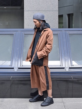 「my beautiful landlet（マイビューティフルランドレット）のアイテム（ブルゾン）」を使った、Wallace & Murronさん（メンズ・174cm）の冬コーディネート
