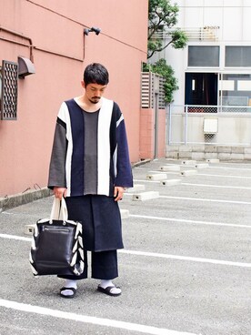「my beautiful landlet（マイビューティフルランドレット）のアイテム（スウェット）」を使った、Wallace & Murronさん（メンズ・180cm）の秋コーディネート