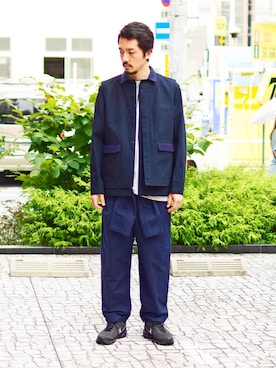 「アイテム（カバーオール）」を使った、Wallace & Murronさん（メンズ・180cm）の秋コーディネート