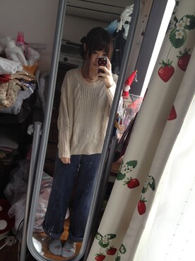 「Crisp（クリスプ）のパンツ
（その他パンツ、ブルー系）」を使った、mamikoさん（レディース・156cm）の冬コーディネート