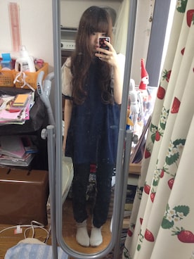「WEGO（ウィゴー）のWEGO/ニットレギンス（その他パンツ、ブラック系）」を使った、mamikoさん（レディース・156cm）の春コーディネート