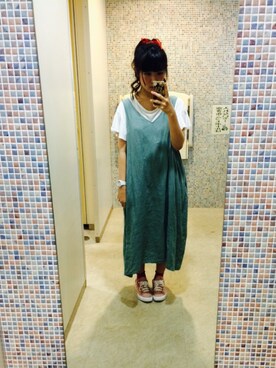 「LOWRYS FARM（ローリーズファーム）のアイテム（Tシャツ/カットソー、ホワイト系）」を使った、mamikoさん（レディース・156cm）の秋コーディネート