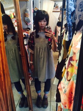 「paravion（パラビオン）のアイテム（ワンピース、グレー系）」を使った、mamikoさん（レディース・156cm）の秋コーディネート