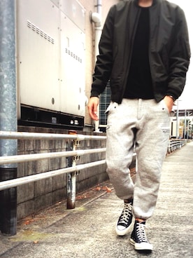 「N.HOOLYWOOD（N.ハリウッド）のアイテム（ミリタリージャケット）」を使った、hoolywoodさん（メンズ・175cm）の冬コーディネート
