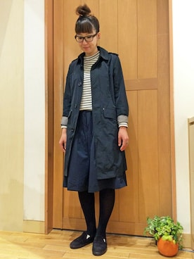 「LBC（エルビーシー）のアイテム（ステンカラーコート）」を使った、YOKOさん（レディース・169cm）の冬コーディネート