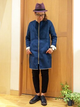 「LBC（エルビーシー）のアイテム（ムートンコート）」を使った、YOKOさん（レディース・169cm）の秋コーディネート