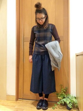 「LBC（エルビーシー）のアイテム（チェスターコート）」を使った、YOKOさん（レディース・169cm）の冬コーディネート