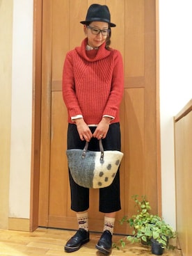 「クロップドパンツ」｜YOKOさん（レディース・169cm）の冬コーディネート