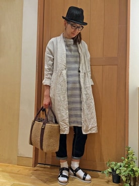 「LBC（エルビーシー）のアイテム（ステンカラーコート）」を使った、YOKOさん（レディース・169cm）の春コーディネート