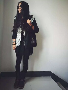 「RED WING SHOES（レッドウィング）のアイテム（ブーツ、ブラウン系）」を使った、如花就是老妖さん（レディース・162cm）の春コーディネート