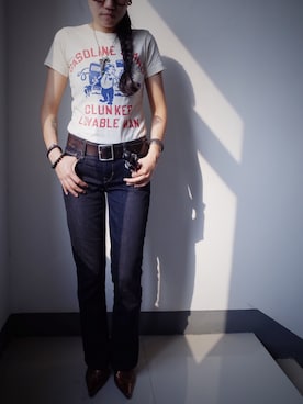 「GAP（ギャップ）のアイテム（デニムパンツ、ブルー系）」を使った、如花就是老妖さん（レディース・162cm）の春コーディネート