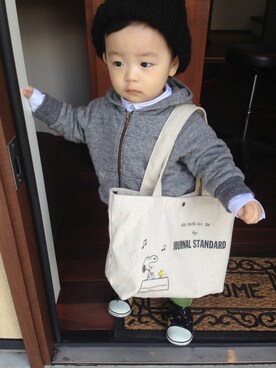 「JOURNAL STANDARD（ジャーナルスタンダード）のアイテム（トートバッグ）」を使った、mumuさん（キッズ・80cm）の春コーディネート