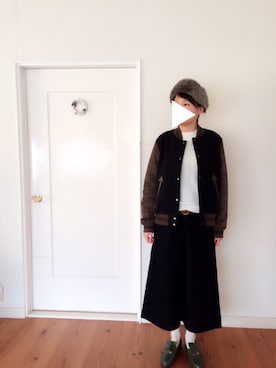 「ヘアバンド」｜「アイテム（スタジャン）」を使った、ちぇさん（レディース・160cm）の冬コーディネート