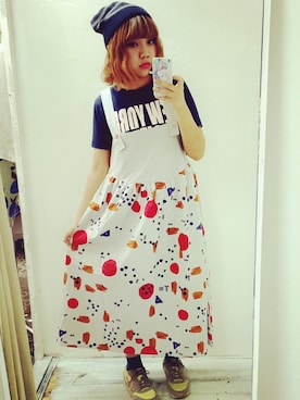 「アイテム（サロペット/オーバーオール）」を使った、カミエさん（レディース・150cm・10代）の夏コーディネート