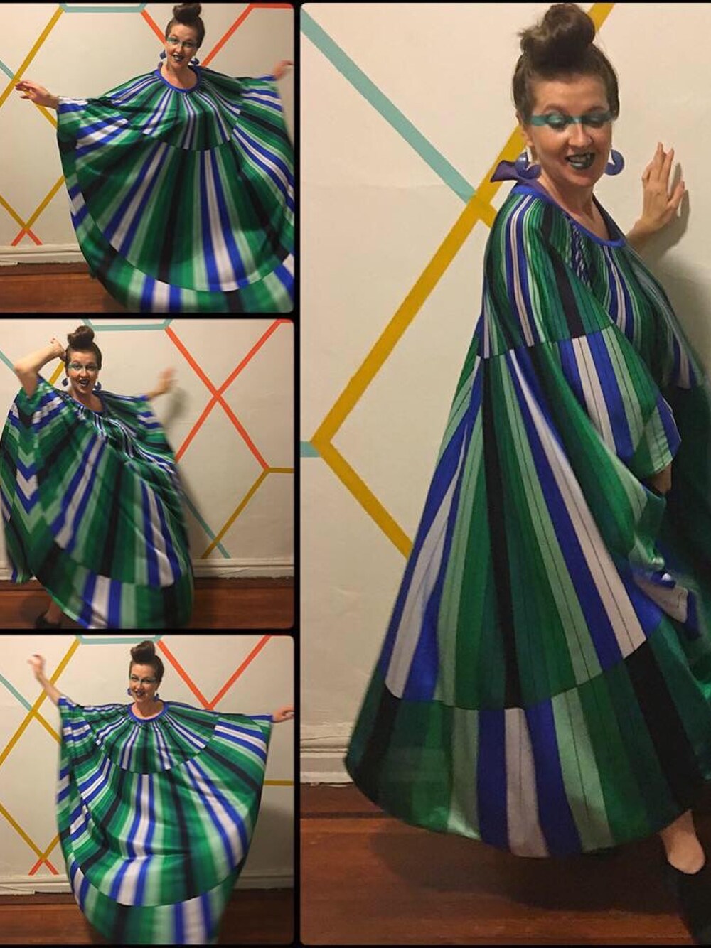 「longandflowy_TBrand、ootd、CantTouchThisStyle、vintage、vintage style、streetstyle、street、streetfashion、NYC、summer」｜「VINTAGEのアイテム（ワンピース、グリーン系）」を使った、CantTouchThisStyleさん（レディース・160cm）の夏コーディネートの1枚目の写真