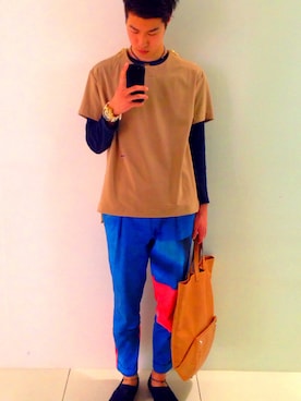 「H&M（エイチ・アンド・エム）のアイテム（トートバッグ）」を使った、KaichiFujitaさん（メンズ・176cm）の春コーディネート