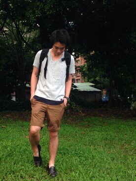 「URBAN RESEARCH（アーバンリサーチ）のアイテム（Tシャツ/カットソー、グレー系）」を使った、ta-san さん（メンズ・173cm）の夏コーディネート