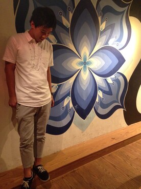 「FOREVER 21（フォーエバー トゥエンティーワン）のアイテム（シャツ/ブラウス、ホワイト系）」を使った、ta-san さん（メンズ・173cm）の夏コーディネート