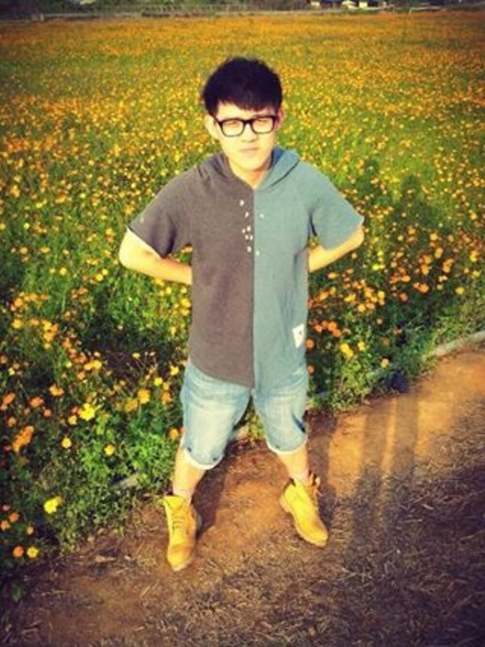 「Timberlandのアイテム（ブーツ、ベージュ系）」を使った、安德魯黃さん（メンズ・174cm）の夏コーディネートの1枚目の写真