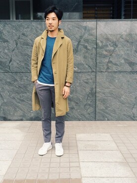 「TAIPEI」｜「アイテム（トレンチコート）」を使った、HsuJinWeiさん（メンズ・173cm）の春コーディネート