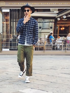 「CS WORKWEARのアイテム」を使った、HsuJinWeiさん（メンズ・173cm）の秋コーディネート