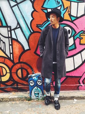 「cheap monday」｜「アイテム（ダッフルコート）」を使った、HsuJinWeiさん（メンズ・173cm）の秋コーディネート