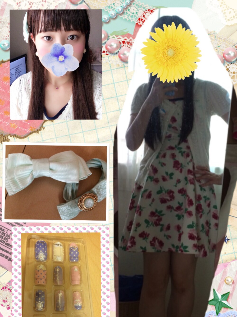 「花柄、ガーリー、お出かけ、薔薇柄」｜「INGNIのアイテム（カーディガン/ボレロ、ホワイト系）」を使った、れいちゃンさん（レディース・161cm）の夏コーディネートの1枚目の写真
