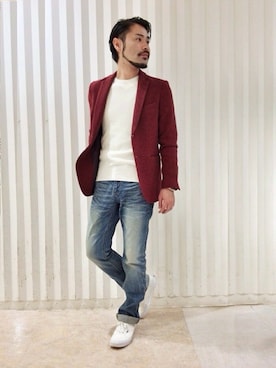 「MORGAN HOMME（モルガンオム）のアイテム（テーラードジャケット）」を使った、PAPASOLTさん（メンズ・171cm）の秋コーディネート